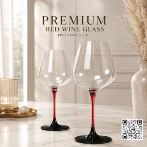 แก้วไวน์ก้านแดง CRYSTAL RED WINE GLASS WITH RED STEM